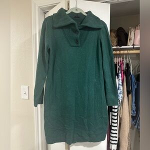 Talbots Johnny Collar Sweater Dress Green Forest